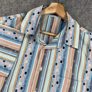 Missoni Shirt Mens 50 Multicolor Stripe Short Sleeve Button Up Made In Italy